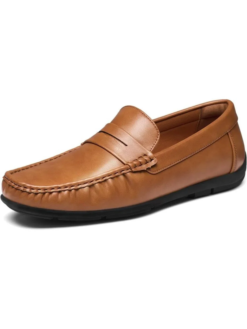 HEEZ Men's Tan PU Faux Leather Penny Loafers Slip On Casual Driving Shoes